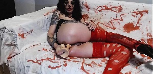  Horror clown girl anal toying